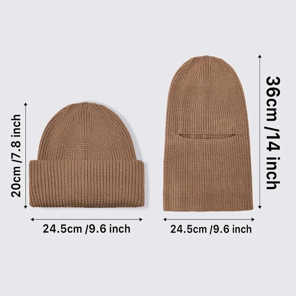 Men's Beige Balaclava Ski Mask Beanie Ski Face Mask Winter Warm Skull Cap